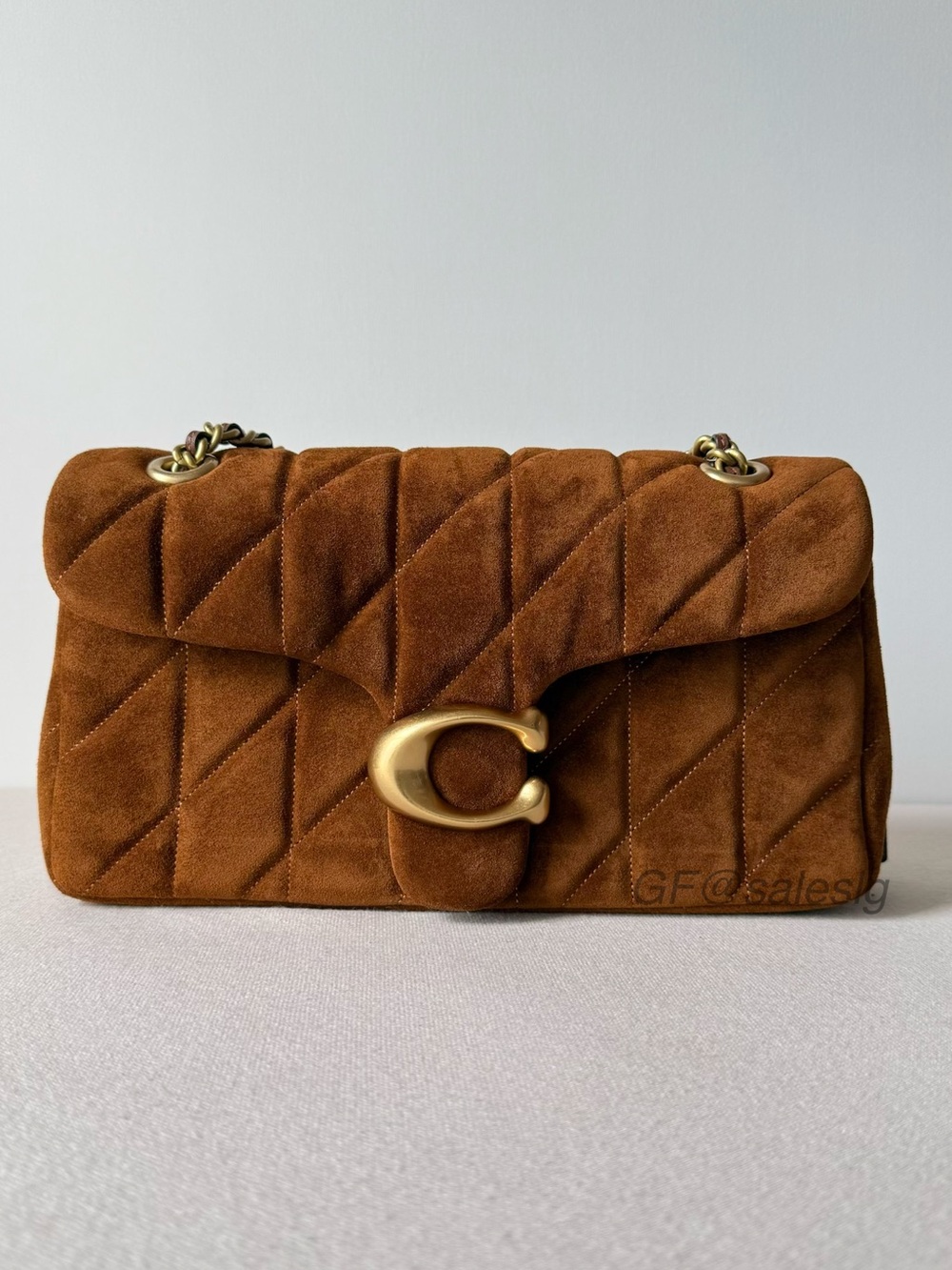 NWT Coach Tabby 26 Quilted Suede Shoulder/Crossbody Bag Warm Brown Gold CCK49